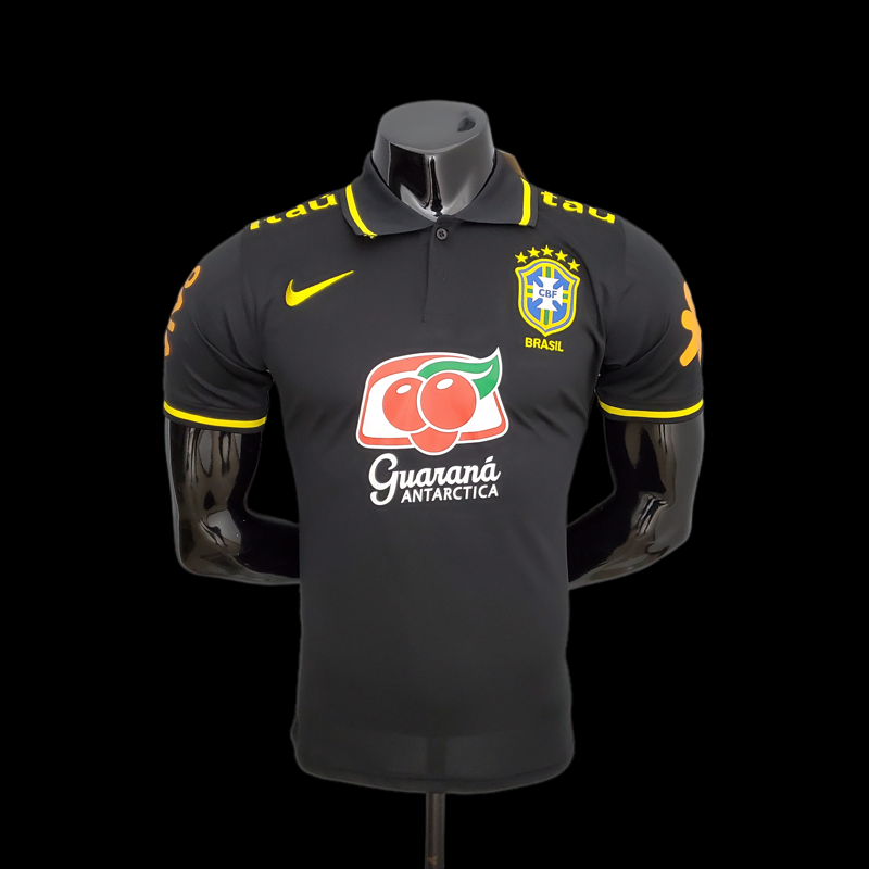 Camisa Polo Pré jogo Brasil – Preta – Loja FUTMANTOS