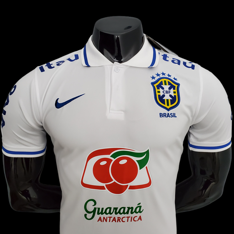 Camisa Polo Pré jogo Brasil – Branca – Loja FUTMANTOS